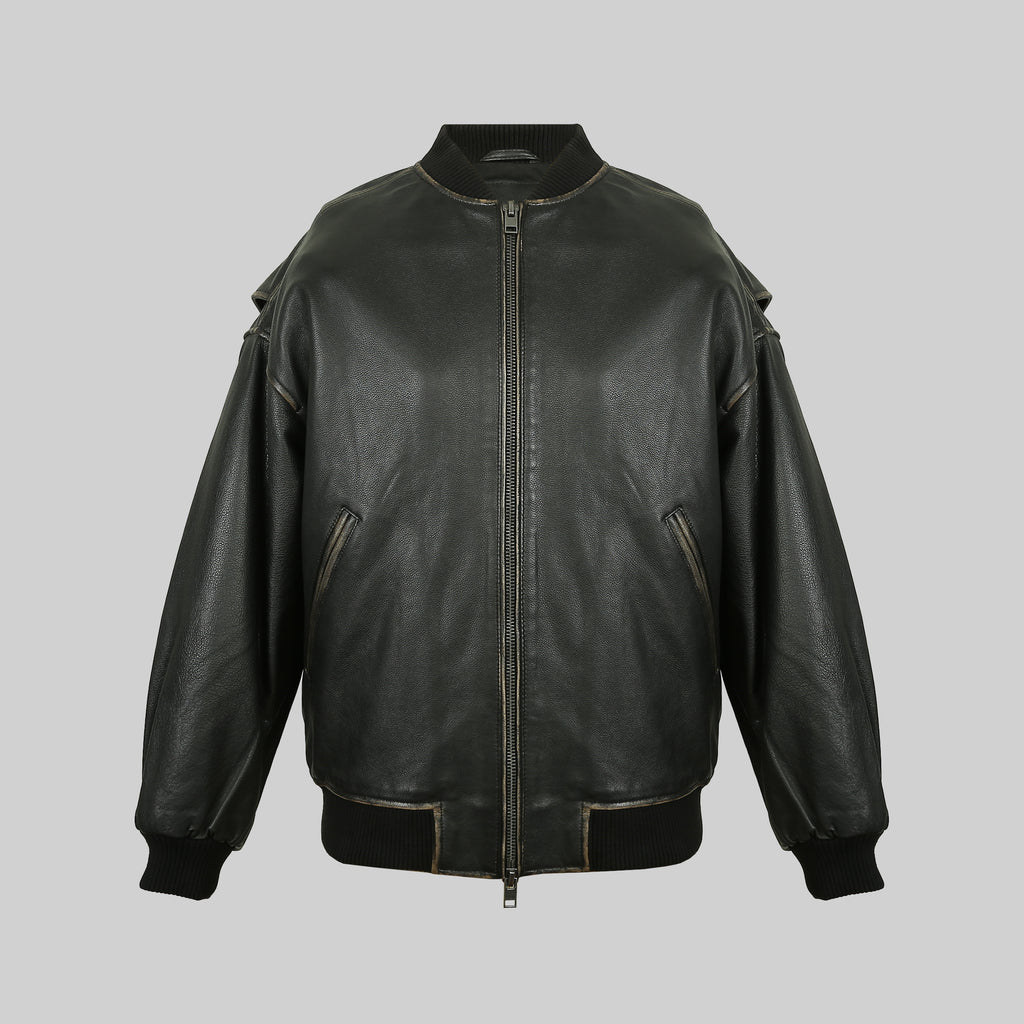 Oversized Bomber Jacket with Rub-off Effect