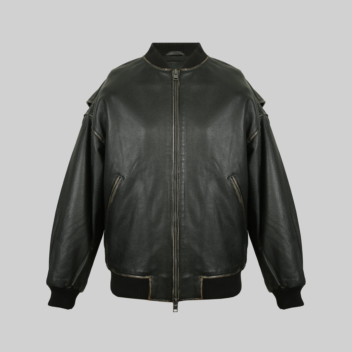 Oversized Bomber Jacket with Rub-off Effect