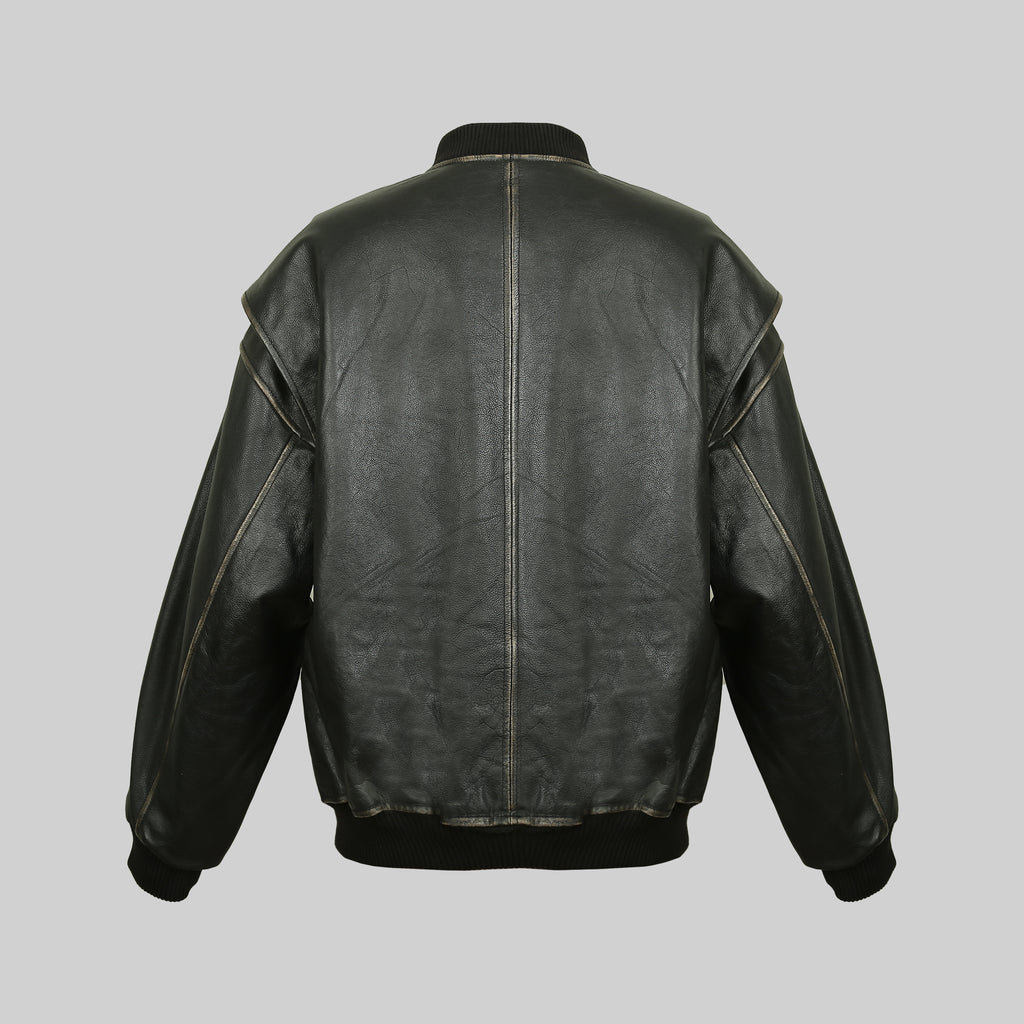 Oversized Bomber Jacket with Rub-off Effect